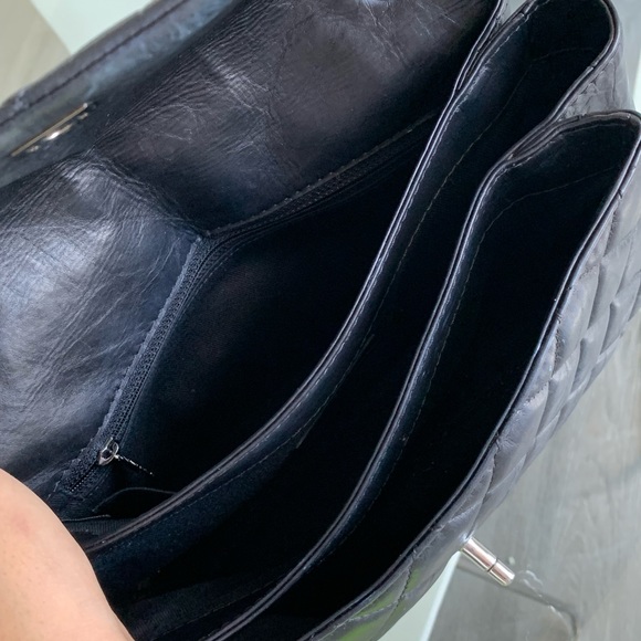 Chanel Aged Lambskin Chain 3 Compartment CC Flap Bag Black - Picture 9 of 11